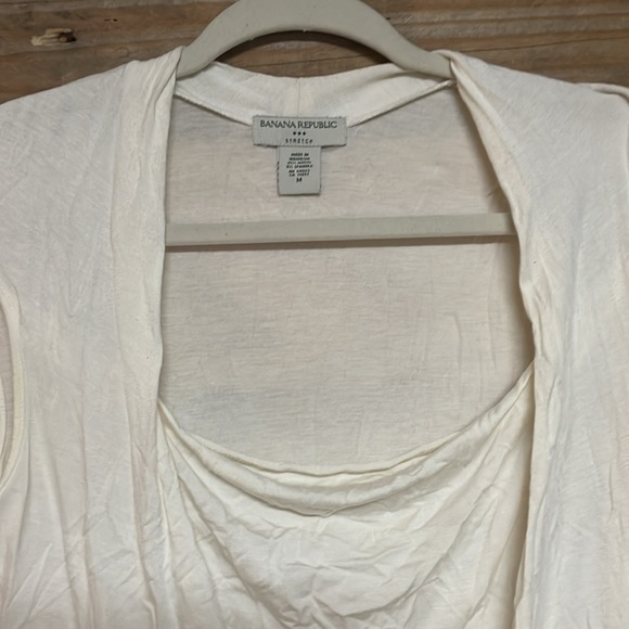 Banana Republic size Medium Ivory Color Draped Soft Stretchy Sleeveless Tank Top - Picture 4 of 6